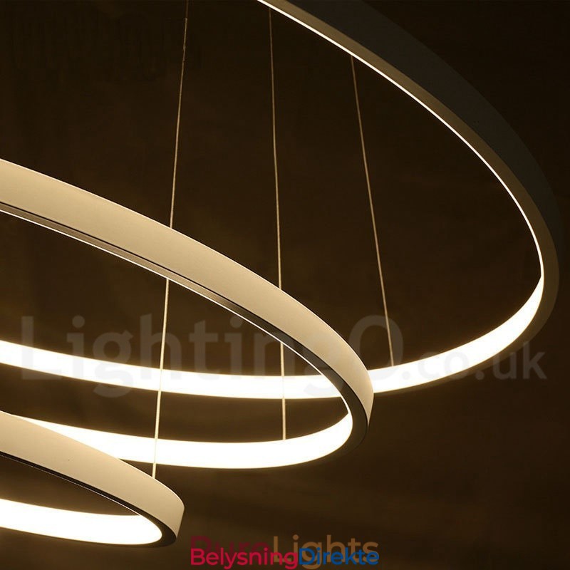 Dimbar Pendellampe Med Fjernkontroll, Moderne Design, Tre Ringer