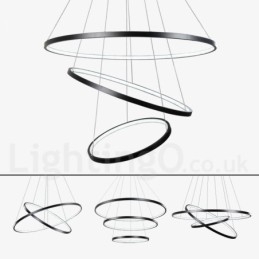 Dimbar Pendellampe Med Fjernkontroll, Moderne Design, Tre Ringer