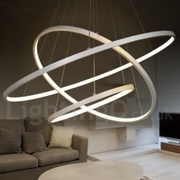 Dimbar Pendellampe Med Fjernkontroll, Moderne Design, Tre Ringer