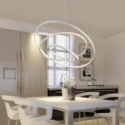 Dimbar Pendellampe Med Fjernkontroll, Moderne Design, Tre Ringer