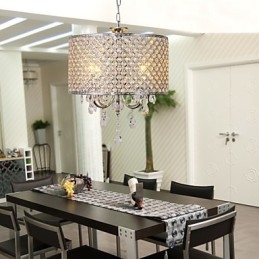 Trommelysekrone Krystall Moderne Pendellampe Med 4 Lys