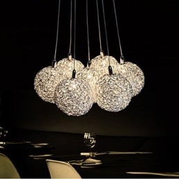 Moderne Pendellampe Med 7 Lys, Dekorativ Pendellampe I Aluminium, Til Hjemmeinnredning