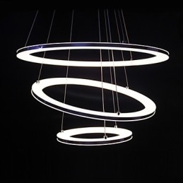 Moderne Pendellampe Med 3 Ringer I Akryl