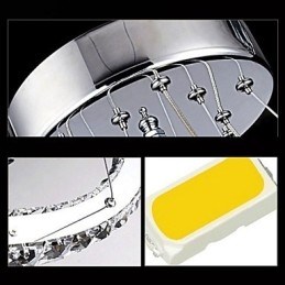 Krystall Pendellampe I Tak, Klar Krystall, Rund, 4 Ringer, 40 Cm, 60 Cm, 80 Cm, Armaturer