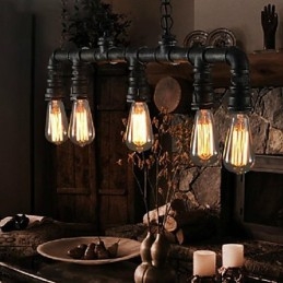 Tradisjonell Klassisk Vintage Lanterne Landlig Retro Mini-Stil Maleri Metall Pendellampe Spisestue