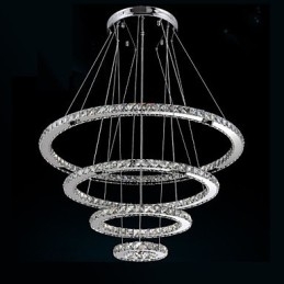 Moderne Pendellampe I Klar Krystall, Lysekrone Til Taket, D100 Cm + D80 Cm + D60 Cm + D40 Cm