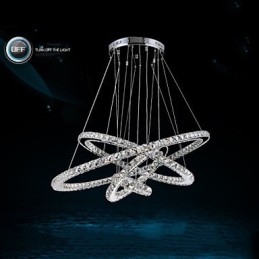 Moderne Pendellampe I Klar Krystall, Lysekrone Til Taket, D100 Cm + D80 Cm + D60 Cm + D40 Cm