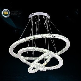 Moderne Pendellampe I Klar Krystall, Lysekrone Til Taket, D100 Cm + D80 Cm + D60 Cm + D40 Cm
