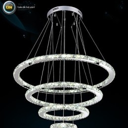 Moderne Pendellampe I Klar Krystall, Lysekrone Til Taket, D100 Cm + D80 Cm + D60 Cm + D40 Cm