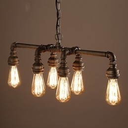 Edison Retro Loftsstil Vintage Industriell Pendellampe Metall Vannrørsarmatur Lampara Colgantes