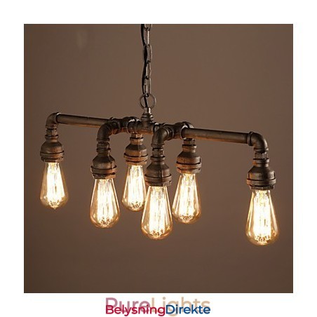 Edison Retro Loftsstil Vintage Industriell Pendellampe Metall Vannrørsarmatur Lampara Colgantes