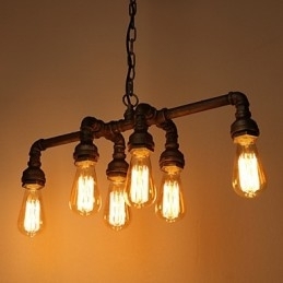 Edison Retro Loftsstil Vintage Industriell Pendellampe Metall Vannrørsarmatur Lampara Colgantes