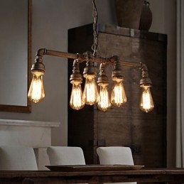 Edison Retro Loftsstil Vintage Industriell Pendellampe Metall Vannrørsarmatur Lampara Colgantes