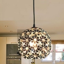 Moderne Og Moderne Globeformet Krystall Mini-Stil Galvanisert Pendellampe
