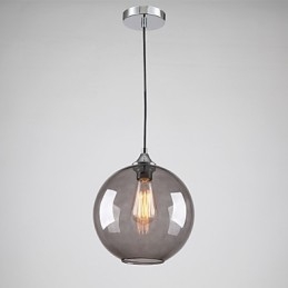 Moderne Glasspendellampe I Rund Røykgrå Bobledesign