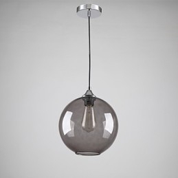 Moderne Glasspendellampe I Rund Røykgrå Bobledesign