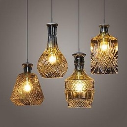 Krystallglasslampe Med 4 Lysskjermer, Minimalistiske Flaskelys