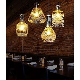 Krystallglasslampe Med 4 Lysskjermer, Minimalistiske Flaskelys