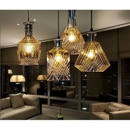 Krystallglasslampe Med 4 Lysskjermer, Minimalistiske Flaskelys