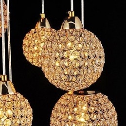 Moderne Og Moderne Globeformet Krystall-Elektrobelagt Metallpendellampe