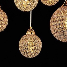 Moderne Og Moderne Globeformet Krystall-Elektrobelagt Metallpendellampe