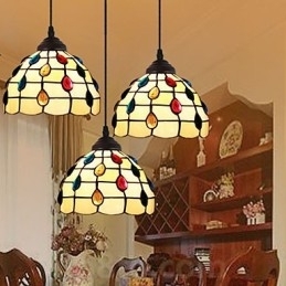 Europeisk Landlig Kreativ Kunst Lysekrone I Farget Glass Restaurering Av Gamle Skikker Lampelys