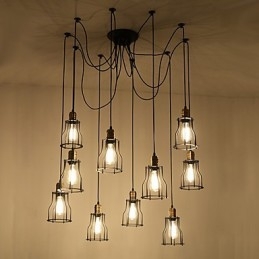 Vintage Edison Justerbar Taklampe Med Flere Justerbare Elementer, Pendellampe, Lysekrone, Moderne, Elegant, Industriell, Spisestue