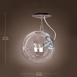 Moderne, Samtidskunstnerisk Globeformet Anodisert Pendellampe I Ministil