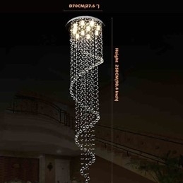 Moderne Krystall Pendellampe Lysekrone Belysning Lamper Armaturer Med Enkel Spiral D70Cm H250Cm