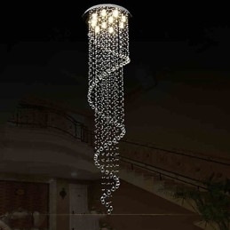 Moderne Krystall Pendellampe Lysekrone Belysning Lamper Armaturer Med Enkel Spiral D70Cm H250Cm