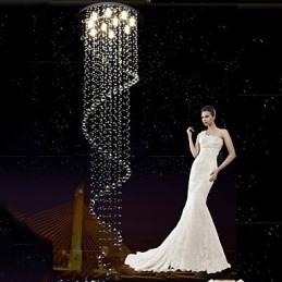 Moderne Krystall Pendellampe Lysekrone Belysning Lamper Armaturer Med Enkel Spiral D70Cm H250Cm