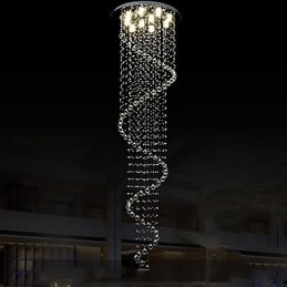 Moderne Krystall Pendellampe Lysekrone Belysning Lamper Armaturer Med Enkel Spiral D70Cm H250Cm