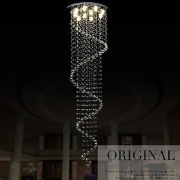 Moderne Krystall Pendellampe Lysekrone Belysning Lamper Armaturer Med Enkel Spiral D70Cm H250Cm