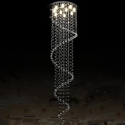 Moderne Krystall Pendellampe Lysekrone Belysning Lamper Armaturer Med Enkel Spiral D70Cm H250Cm