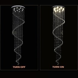 Moderne Krystall Pendellampe Lysekrone Belysning Lamper Armaturer Med Enkel Spiral D70Cm H250Cm