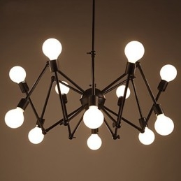 American Loft Black Lights Jern Edderkopplysekrone Med 12 Hoder