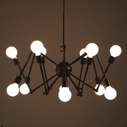 American Loft Black Lights Jern Edderkopplysekrone Med 12 Hoder