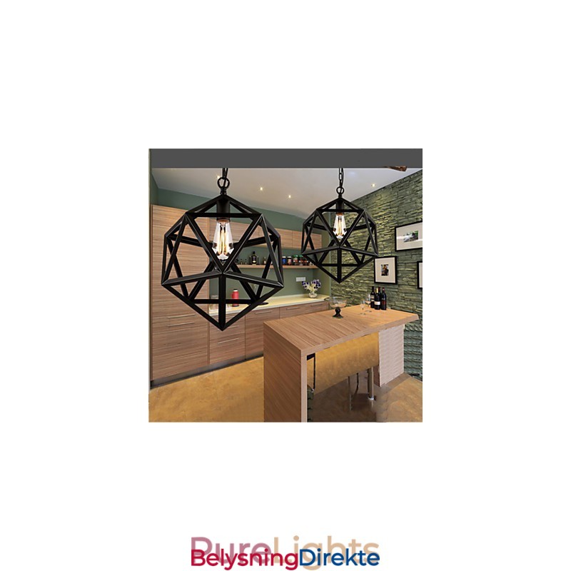Retro Industriell Lampe Droplight Heksaeder Kunstnerisk Originalitet Smijern Pendellampe
