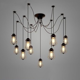 Vintage Edison Justerbar Taklampe Med Flere Justerbare Elementer, Pendellampe, Lysekrone, Moderne, Elegant, Industriell, Spisestue