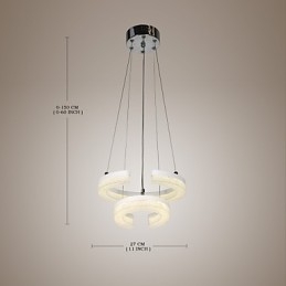 Krystall Pendellampe Bokstaven «C» Formet Moderne Lampe Med To Ringer