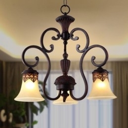 Vintage Landlig Øymaleri Metalllysekrone Innfelt