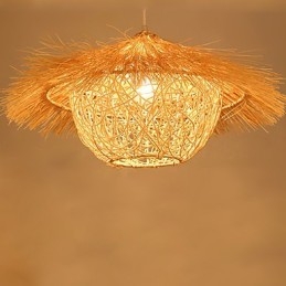 Moderne Landlig Cany Art Vevd Rotting Enkelthodet Droplight-Lampe