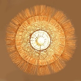 Moderne Landlig Cany Art Vevd Rotting Enkelthodet Droplight-Lampe