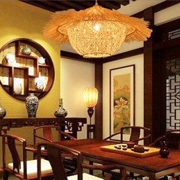 Moderne Landlig Cany Art Vevd Rotting Enkelthodet Droplight-Lampe