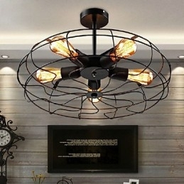 Industriell Vintage Metallvifte Anhengslampe Steampunk Taklysekrone