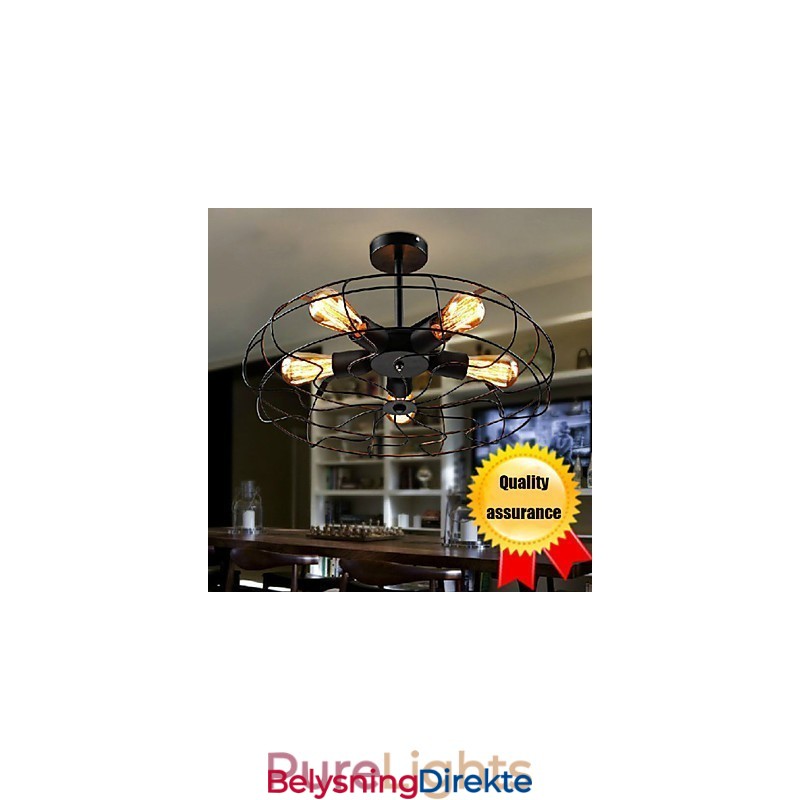 Industriell Vintage Metallvifte Anhengslampe Steampunk Taklysekrone