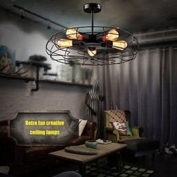Industriell Vintage Metallvifte Anhengslampe Steampunk Taklysekrone