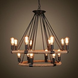 Tradisjonell Klassisk Rustikk Hytte Vintage Retro Landlig Maleri Metall Pendellampe