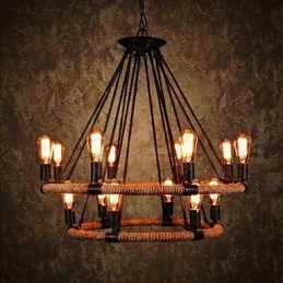 Tradisjonell Klassisk Rustikk Hytte Vintage Retro Landlig Maleri Metall Pendellampe