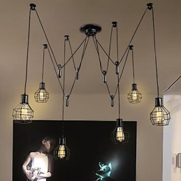 Metallpendellampe Med 6 Lys I Landlig Design
